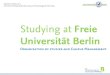 Studying at Freie Universität Berlin › en › sites › studienberatung › ... · Studying at . Freie Universität Berlin – Organization of studies and Campus Management , October