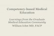 Competency-based Medical Education - IAMSE · Competency-Based Medical Education • is an outcomes-based approach to the design, implementation, assessment and evaluation of a medical