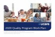 2020 Quality Program Work Plan · 2020-04-06 · Work Plan for all products based on regulatory requirements and findings from previous QI Program Evaluation. Annual Quality Work