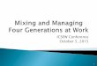 ICSEW Conference October 5, 2015 · 6% or less or workforce 1945-1960 Baby Boomers 15 years 85 million 40% of workforce 1961-1981 Generation X Baby Busters Xers 20 years 52 million