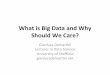 What is Big Data and Why Should We Care?• Uber prices are decided by a soiware programs – The boss of Uber drivers is a computer – It decides how they work and how much money