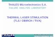 THERMAL LASER STIMULATION (TLS / OBIRCH / TIVA) · 3 MICROELECTRONICS TLS Principles LASER λ = 1,3 µm • Heating • No e-h pair generation High absorption in: – Metals – Polysilicon
