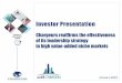 Chargeurs reaffirms the effectiveness of its leadership ... · Investor Presentation January 2019 ... Euro PPs Strengthening of management committees €50m raised from 5 -year and