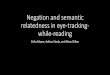 Negation and semantic relatedness in eye-tracking- while-reading · 2019-09-05 · Negation and semantic relatedness •However, Fischler et al.’s results also make sense if semantic