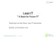 Lean IT ... ITSM-ITIL CSI Lean Six Sigma DevOps Agile TIPA COBIT Auditors CMMI HDI Lean IT Market Extensions