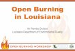 Open Burning in Louisiana · Clean Air Act and State Implementation Planning (SIPs) • As an individual –Protect your health: SIPs aim to implement air quality standards, which