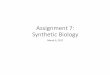 Assignment 7: Synthetic Biologygenetics.wustl.edu/bio5488/files/2017/03/StudentAssignment7_slide… · Assignment 7: Synthetic Biology March 3, 2017. Gene Synth. Goal of Assignment