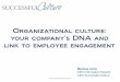 Organizational culture: your company’s DNA and link to ... · Engaged Employees: Your Company’s Lifeline . 10 Financial Impact of Employee Disengagement The average organization