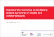 Report of the workshop on facilitating shared ownership ... · Report of the workshop on facilitating s hared ownership on health and wellbeing boards As pressures on local health