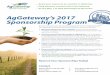 AGW 2017 Annual Conference Sponsorship program · • Option to include branded gift giveaway in attendee bag ... • Recognition in the AgGateway newsletters prior to and after the