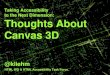 Taking Accessibility to the Next Dimension: Thoughts About ... · Taking Accessibility to the Next Dimension: Thoughts About Canvas 3D @kliehm HTML WG & HTML Accessibility Task Force