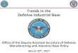 Trends in the Defense Industrial Base · 2017-06-06 · Global Markets & Investments. Secretary of Defense. Under Secretary of Defense (Acquisition, Technology, & Logistics ) Deputy