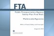 Public Transportation Agency Safety Plan Final Rule ... · Final rule defers applicability to 2,000 small and rural operators under Sections 5310 and 5311. $26 million SMS Requirements