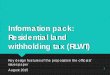 Information pack: Residential land withholding tax (RLWT) Residential land withholding tax (RLWT) Key