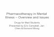 Pharmacotherapy in Mental Illness – Overview and …...Antipsychotics 1st generation • First type of medication used to treat psychosis • Effective against positive symptoms