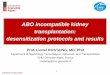 ABO incompatible kidney transplantation: desensitization ...• Isoagglutinin titers at transplant day should be < 1/16 • No rebound at posttransplant: no need to perform isoagglutinin
