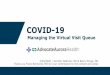 COVID-19 Virtual/Telephone Visit · Managing the Virtual Visit Queue. Objectives •How the 866-443-2584 COVID-19 hot line supports the system •Expectations for you working the
