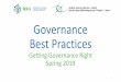 Governance Best Practices · Closed Session –“In amera” (if necessary) Meeting Evaluation Adjournment and stating of next meeting date 10. Using Committees •Committees can