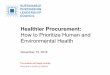 Healthier Procurement - SUSTAINABLE PURCHASING€¦ · 10-11-2016  · The session will begin shortly. Everyone is muted by default. 1 . Date Description December TBD Healthier Procurement: