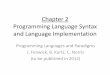 Programming Language Syntax and Language Implementationblk/cs3490/ch02/ch02slides.pdf · –A small programming language named Wren –How to generate Wren Intermediate Code by hand