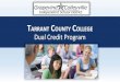 TARRANT COUNTY COLLEGE Dual Credit Program · MAKING THE DECISION: DUAL CREDIT VS.AP Advanced Placement • You want the challenge and structure of an AP content course. • You test