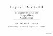 Lapeer Rent-All€¦ · Lapeer Rent-All Equipment & Supplies Catalog (810) 664-0868 1399 Imlay City Road, Lapeer, MI 48446 April 2018