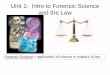 Unit 1: Intro to Forensic Science and the Law€¦ · • CSI • Latent print • Tool marks • Firearm • Document examiner • Trace evidence • serology • Toxicologist •