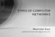 TYPES OF COMPUTER NETWORKS...Different Types of Networks •Depending upon the geographical area covered by a network, it is classified as: –Local Area Network (LAN) –Metropolitan