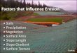 Factors that Influence Erosion...Thermal Degradation / Freeze Thaw Erosion •Freezing & Thawing detaches soil particles and causes down-slope movement •Frost loosened soil is more