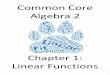 Common Core Algebra 2 - Commack Schools 1...Algebra 2 Chapter 1: Linear Functions . 2 1.1 ... Use your graphing calculator to sketch and label each of these linear functions for the