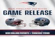 PRESEASON WEEK 2 NEW ENGLAND PATRIOTS AT tennessee … · Matchup Notes ... Boston, Mass. WBZ-TV Ch. 4 Springfield, Mass. WWLP-TV Ch. 22 Connecticut New Haven, Conn. WTNH-TV Ch. 8