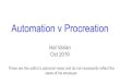 Automation v Procreation · Automation commonly replaces tasks, rarely replaces jobs Historically this has led to more jobs and less work Most jobs are more complex than intellectuals