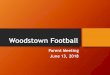 Woodstown Football · 2018-06-14 · • Mini Camp for all 10th to 12th graders on June 12, 13, and 14th from 3-5pm. • We will practice Tuesday, Wednesday and Thursday starting