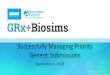 Successfully Managing Priority Generic Submissions · 2018-09-11 · Priority Review Goals Under GDUFA ... corresponding Type II active pharmaceutical ingredient drug master files