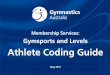 Final Athlete Coding Guide 2015 - Gymnastics Australia · Gymnastics Australia Gymsports and Levels Athlete Coding Guide Page 2 - Updated May 2015 This Coding Guide has been developed