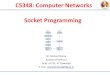 CS348: Computer Networks Socket Programming · Socket Programming • Application developer has – control of everything on the application-layer side of the socket; – But, it