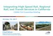 Integrating High Speed Rail, Regional Rail, and Transit ... · Augments STA, STIP and TIRCP, Commuter/Intercity 3.5% diesel sales and use tax for transit ($3.1B over 10 yrs.) 0.25%