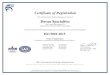 Certificate of Registration Doran Specialties · 2020-06-30 · Doran Specialties 22855 Savi Ranch Pkwy #D Yorba Linda, California, 92887, United States has been assessed by NSF-ISR