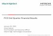 FY19 3rd Quarter Financial Results - Hitachi...2020/01/29  · EBIT : 48.5 Ybn (YoY:－ 1.1 Ybn) Results by Segment (YoY) Analytical & Medical Solutions : Revenues and profits decreased