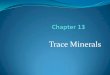Trace Minerals - Carol Kraftkraftc.faculty.mjc.edu/PPChapter13Spring 2013.pdf · The Trace Minerals--An Overview Needed in very small quantities in the body. Perform many essential