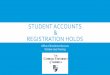 Student Accounts & registration holds€¦ · nce registration has begun for the next semester it’s too late to ask for a payment plan! Any amount budgeted to be paid through a