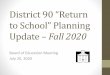 District 90 “Return to School” Planning Update – Fall …...•Assigned classroom seating •Staggered entrance times and dispersed entrances with 6 foot queues Program Model