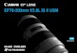 EF70-200mm f/2.8L IS II USM...For detailed information, reference page numbers are provided in parentheses (→ **). ENG-4 See your camera’s instructions for details on mounting