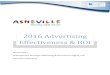 2016 Advertising Effectiveness & ROI - Asheville · 2016 Advertising Effectiveness & ROI. Page 1 ... advertising, AV’s ads rank in the top 10% of destination ads in terms of generating