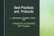 Best Practices and Best Protocols - WASPC...To create “essentials” or optional “best practices” for a 24/7 Sobriety Program; ... A participant may be placed on the program