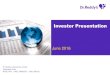 Investor Presentation - Dr Reddy’s · 2016-11-14 · Investor Presentation - 2016 Dr. Reddy’s Laboratories Ltd. 2 Safe harbor statement This presentation contains forward-looking
