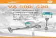 Flow VA 500/ 520...Flow measuring ranges VA 500 for compressed air (ISO 1217:1000 mbar, 20 C) Inner diameter of pipe VA 500 Standard (92.7 m/s) VA 500 Max. (185.0 m/s) VA 500 High-Speed