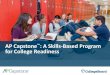 AP Capstone : A Skills-Based Program for College Readiness · AP Capstone for its rigorous interdisciplinary curricula ... Oral Defense of Research and Presentation (3-4 questions
