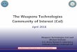 The Weapons Technologies Community of Interest (CoI) · 2017-05-17 · The Weapons Technologies Community of Interest (CoI) DISTRIBUTION STATEMENT Distribution A – Approved for