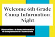 Welcome 6th Grade Camp Information Night · Camp Information Night Bienvenidos a la Junta Informativa de Campamento de Sexto Grado . Mark Your Calendars El Capitan- Harmony February